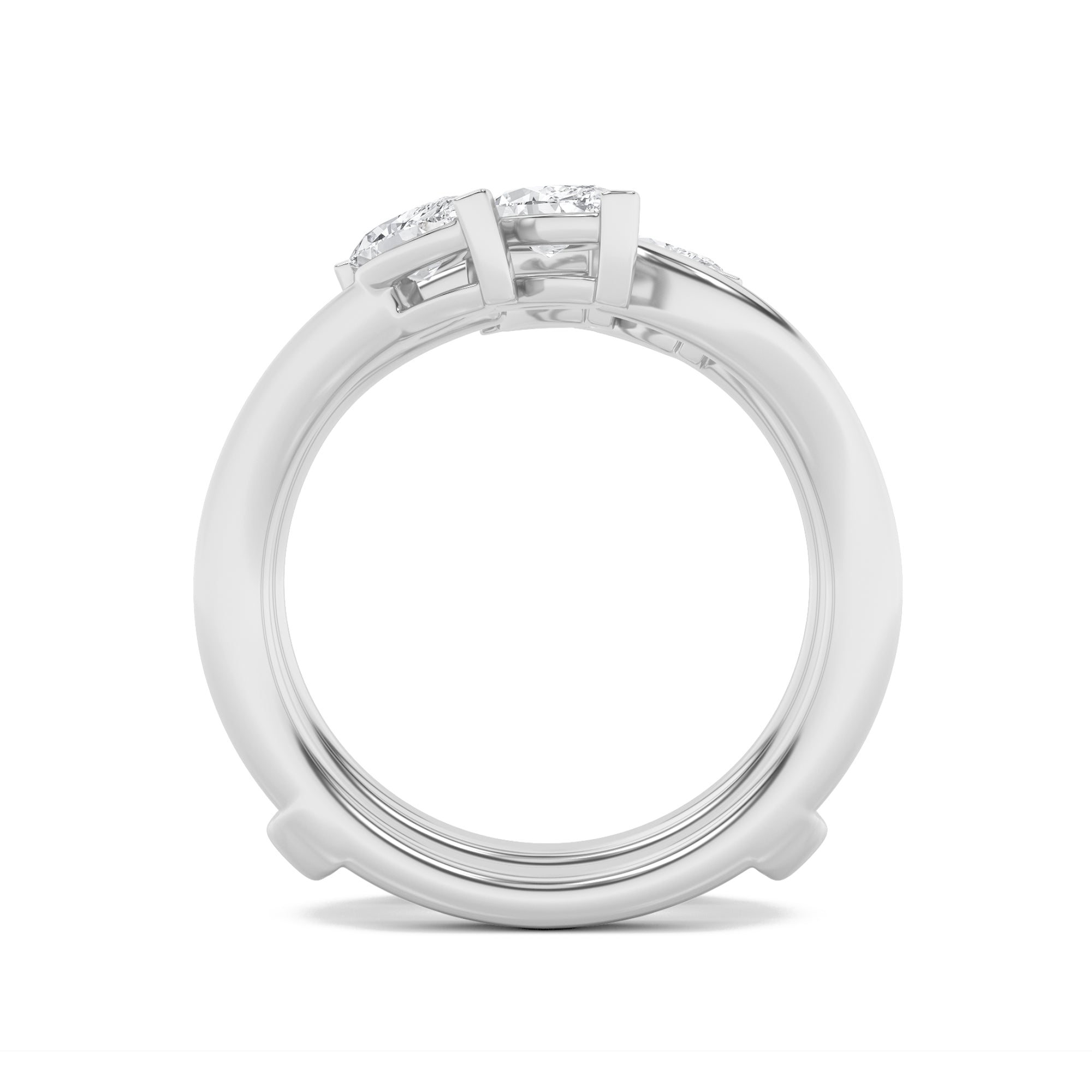 1CTW Marquise Shaped Lab Grown Diamond (F/VS) Insert Jacket Ring in 14K Gold