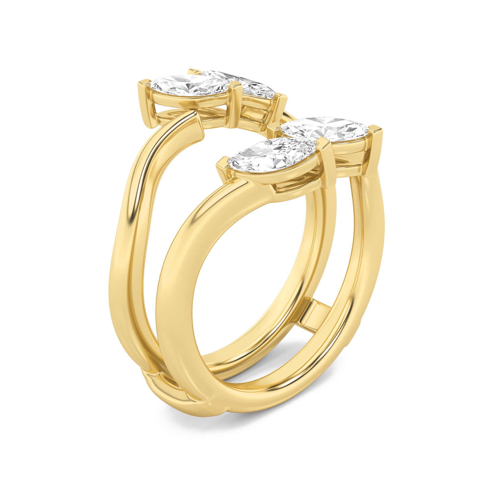 1CTW Marquise Shaped Lab Grown Diamond (F/VS) Insert Jacket Ring in 14K Gold