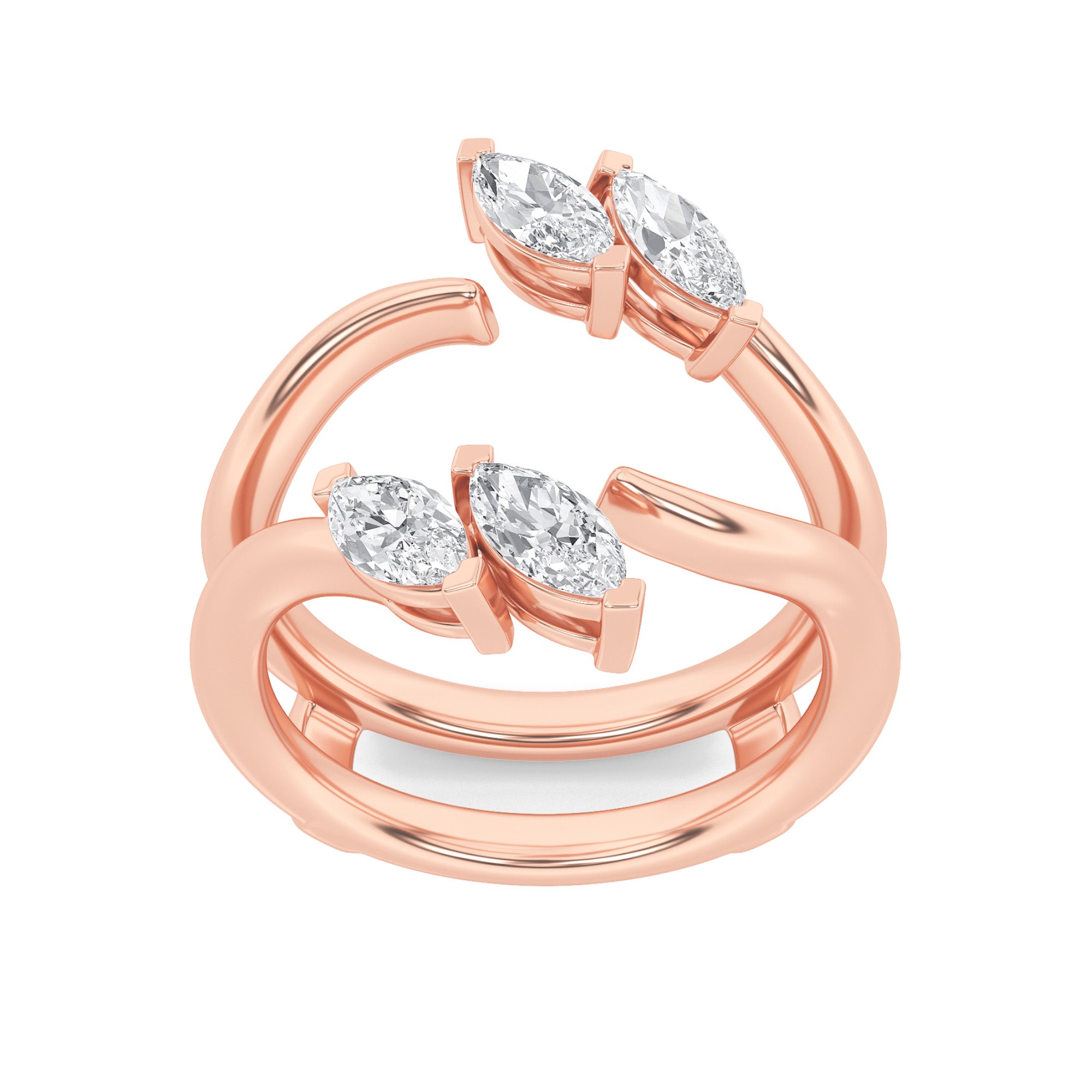 1CTW Marquise Shaped Lab Grown Diamond (F/VS) Insert Jacket Ring in 14K Gold