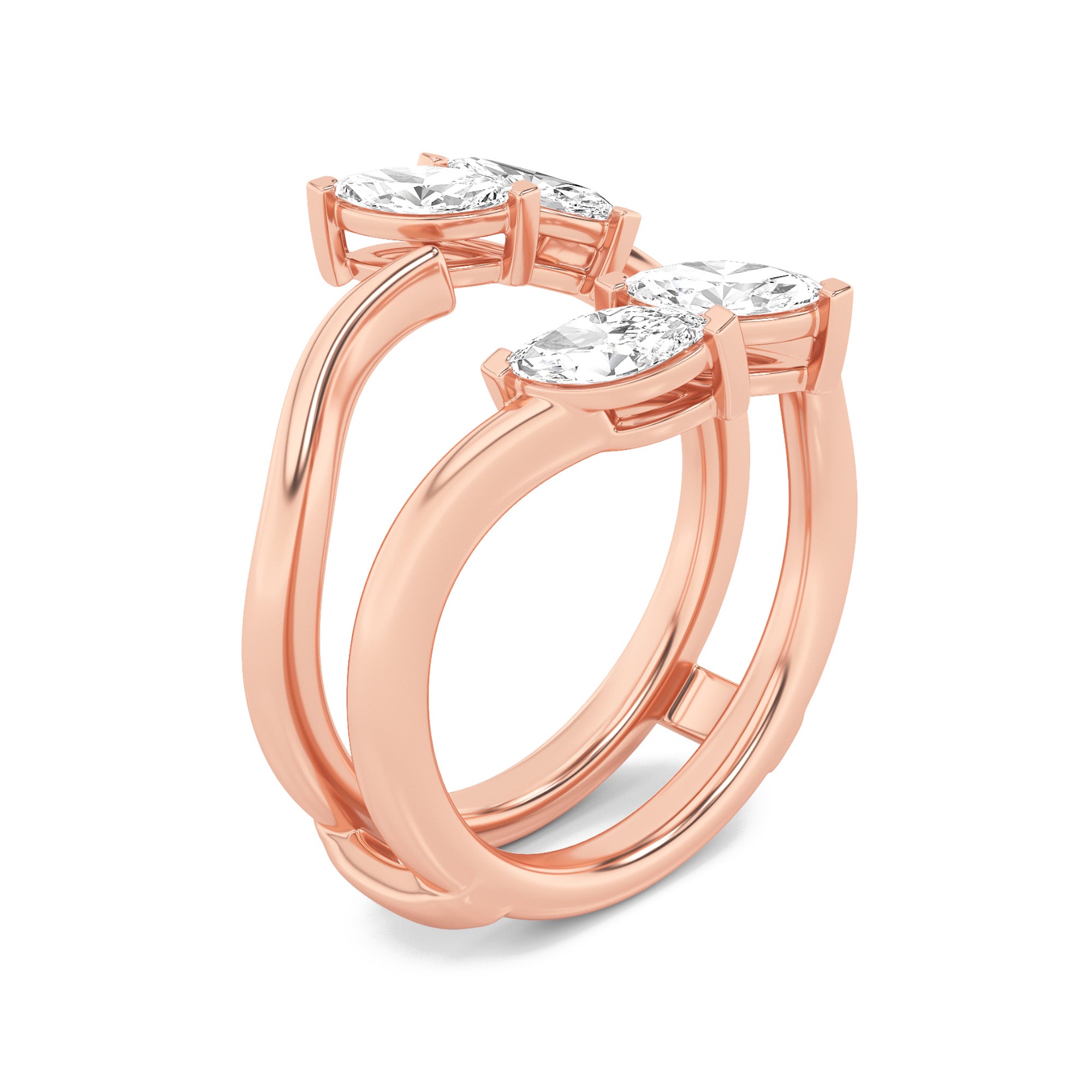 1CTW Marquise Shaped Lab Grown Diamond (F/VS) Insert Jacket Ring in 14K Gold