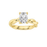 1CTW Elongated Cushion Shaped Lab Grown Diamond (F/VS) Twisted Shank Solitaire Engagement Ring in 14K Gold