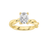1CTW Elongated Cushion Shaped Lab Grown Diamond (F/VS) Twisted Shank Solitaire Engagement Ring in 14K Gold