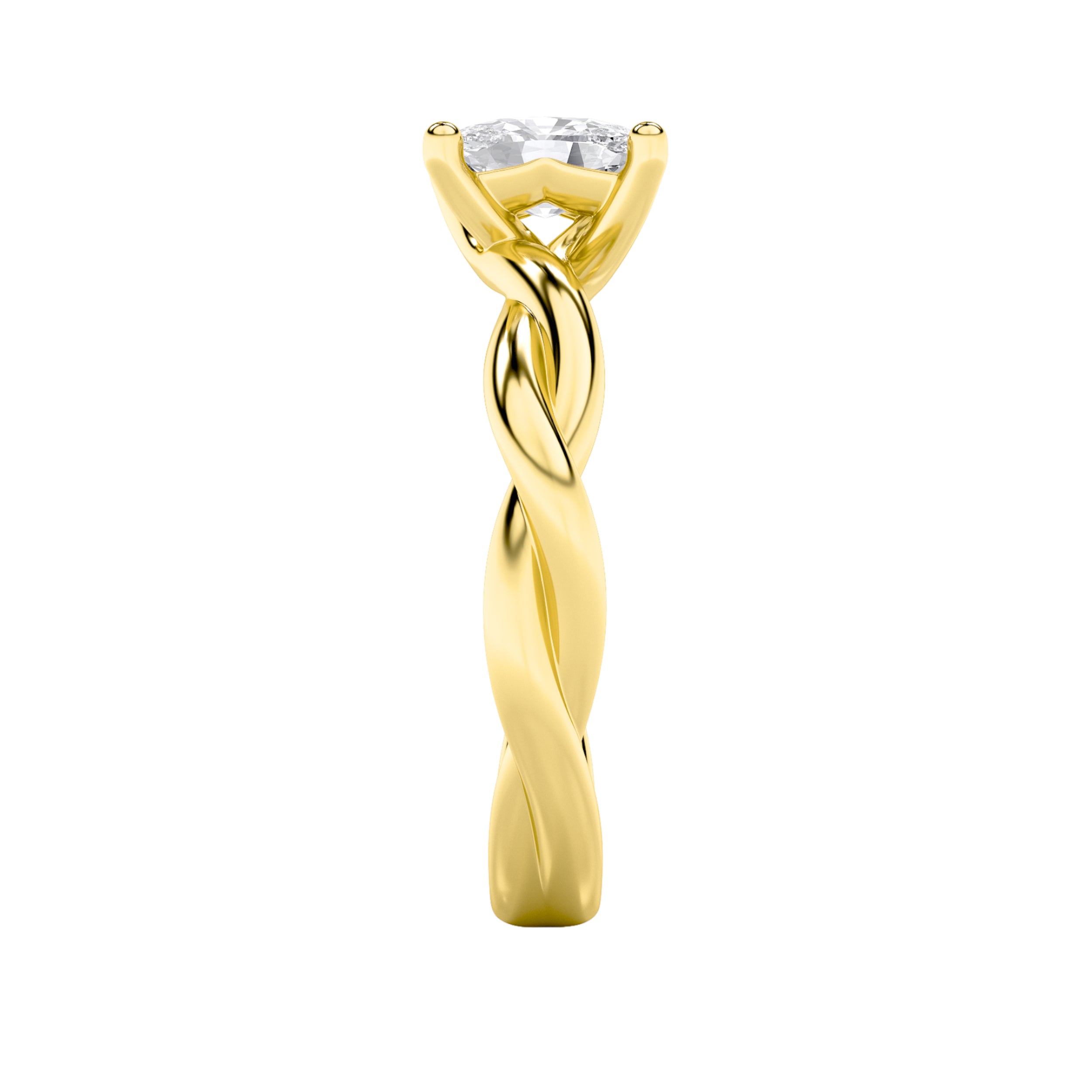 1CTW Elongated Cushion Shaped Lab Grown Diamond (F/VS) Twisted Shank Solitaire Engagement Ring in 14K Gold