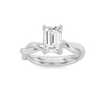 1CTW Emerald Shaped Lab Grown Diamond (F/VS) Twisted Shank Solitaire Engagement Ring in 14K Gold
