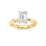 1.5CTW Emerald Shaped Lab Grown Diamond (G/VS) Twisted Shank Solitaire Engagement Ring in 14K Gold