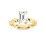 3CTW Emerald Shaped Lab Grown Diamond (F/VS) Twisted Shank Solitaire Engagement Ring in 14K Gold