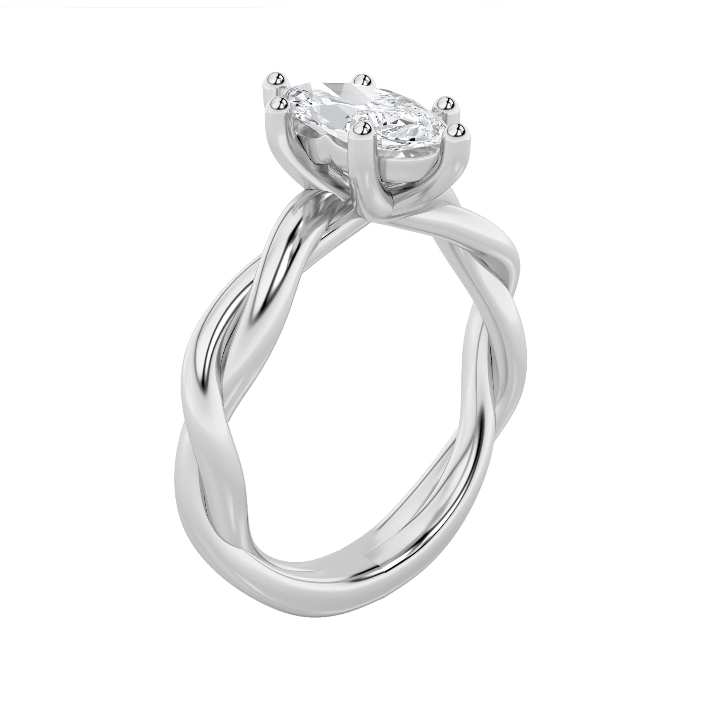 1.5CTW Marquise Shaped Lab Grown Diamond (F/VS) Twisted Shank Solitaire Engagement Ring in 14K Gold