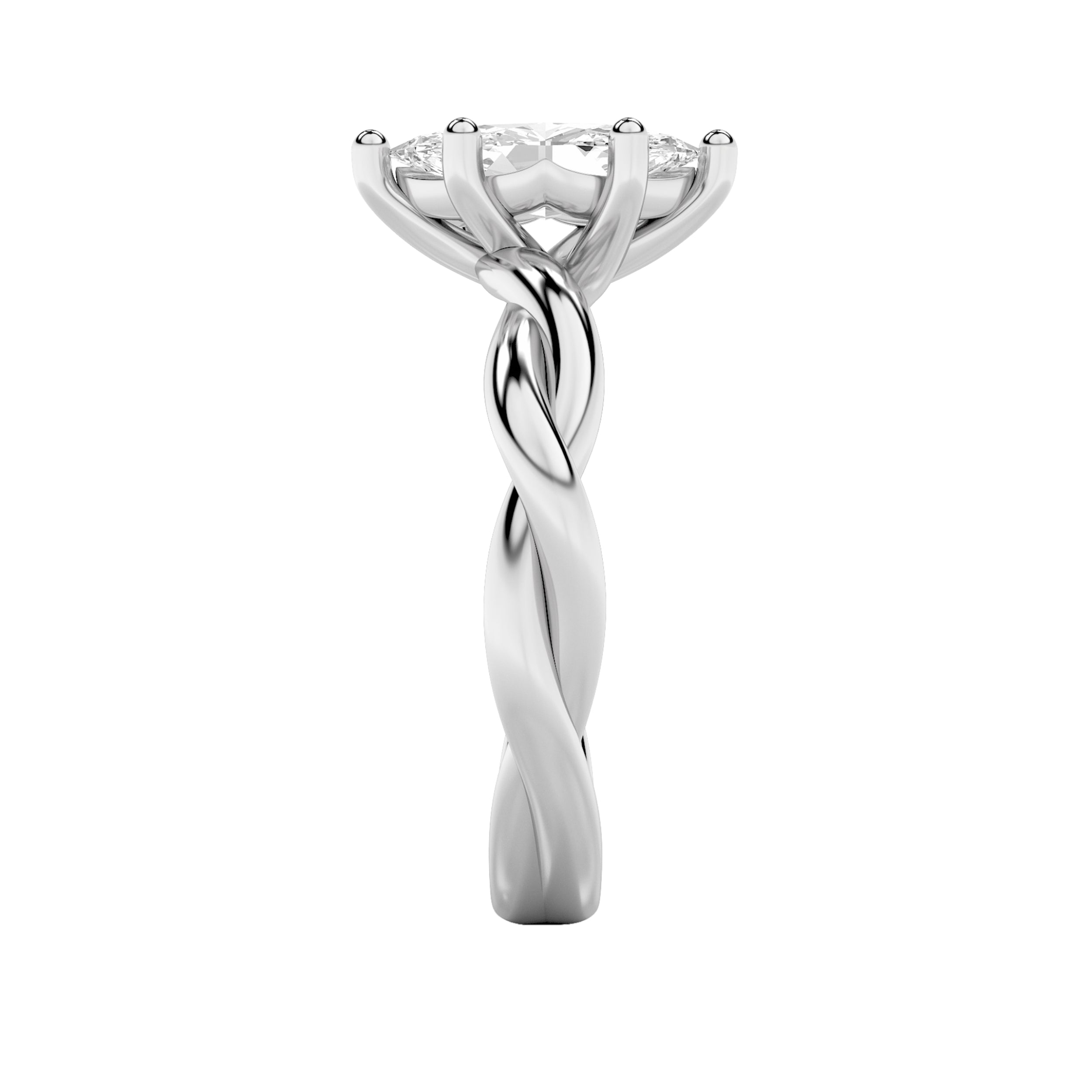 1.5CTW Marquise Shaped Lab Grown Diamond (F/VS) Twisted Shank Solitaire Engagement Ring in 14K Gold