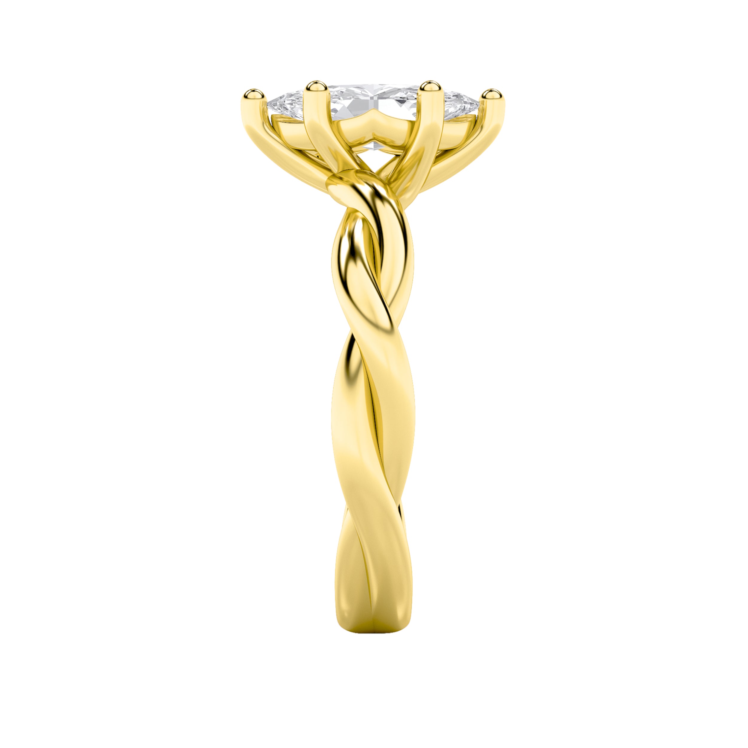 1.5CTW Marquise Shaped Lab Grown Diamond (F/VS) Twisted Shank Solitaire Engagement Ring in 14K Gold