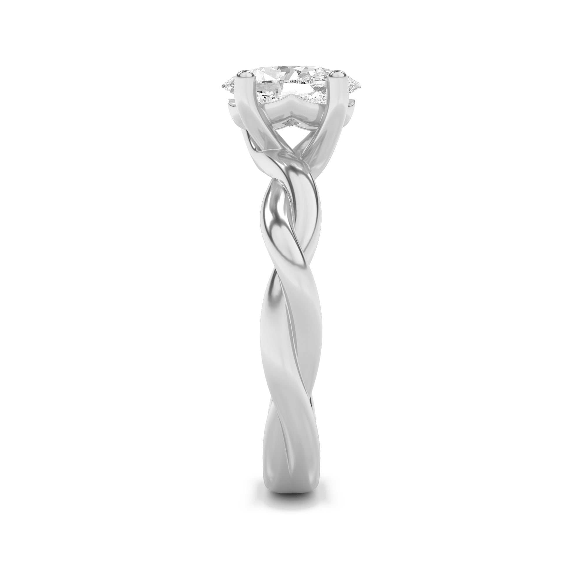 1.5CTW Oval Shaped Lab Grown Diamond (F/VS) Twisted Shank Solitaire Engagement Ring in 14K Gold