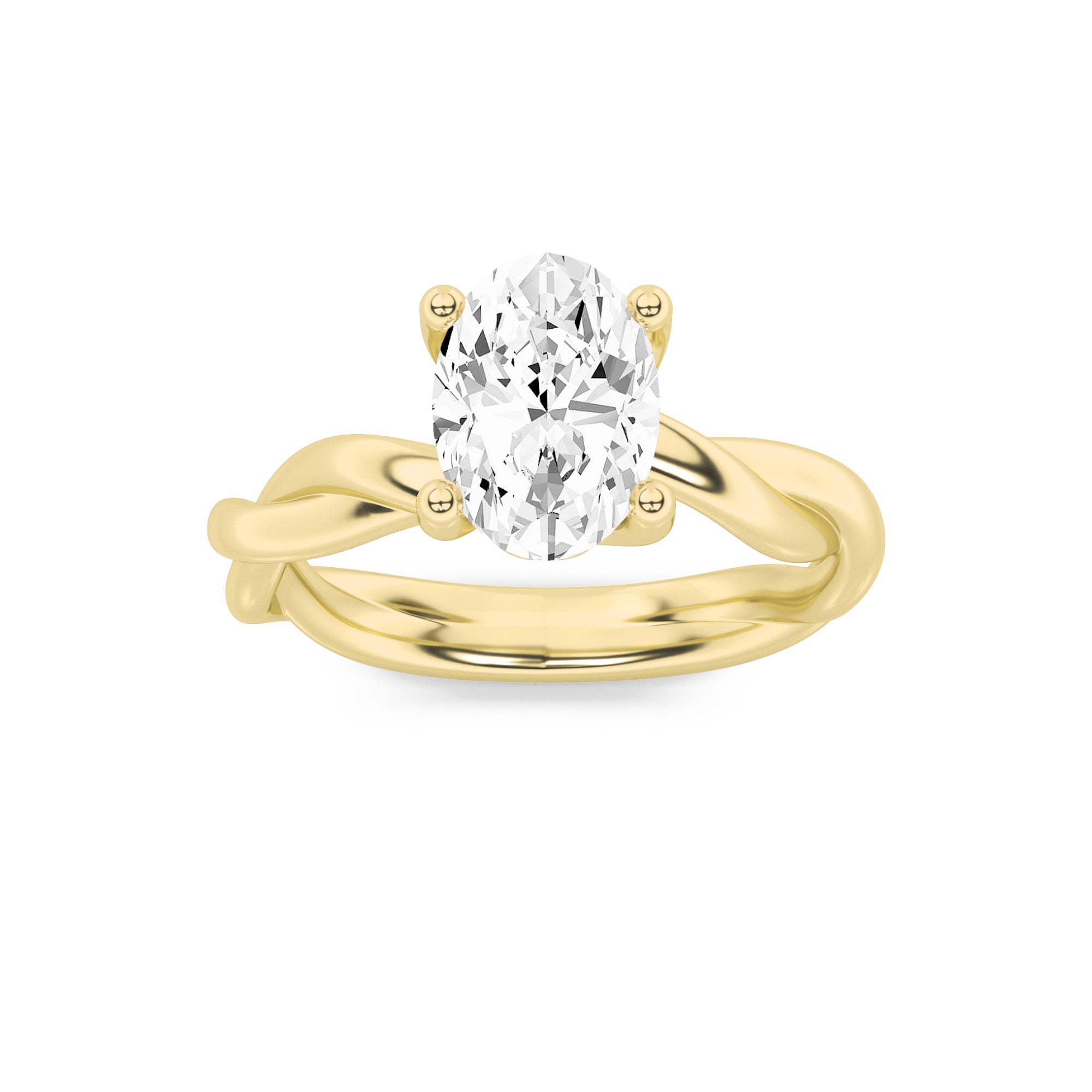 1.5CTW Oval Shaped Lab Grown Diamond (F/VS) Twisted Shank Solitaire Engagement Ring in 14K Gold
