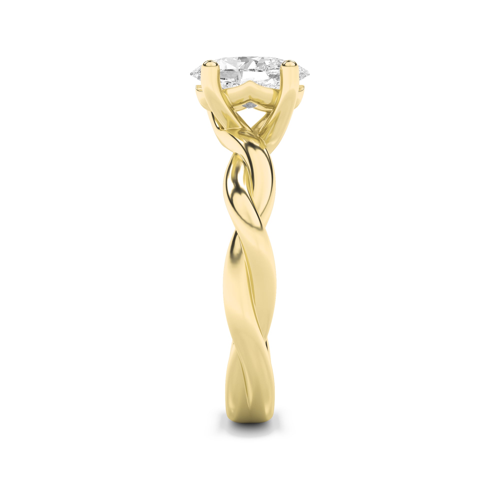 1.5CTW Oval Shaped Lab Grown Diamond (F/VS) Twisted Shank Solitaire Engagement Ring in 14K Gold