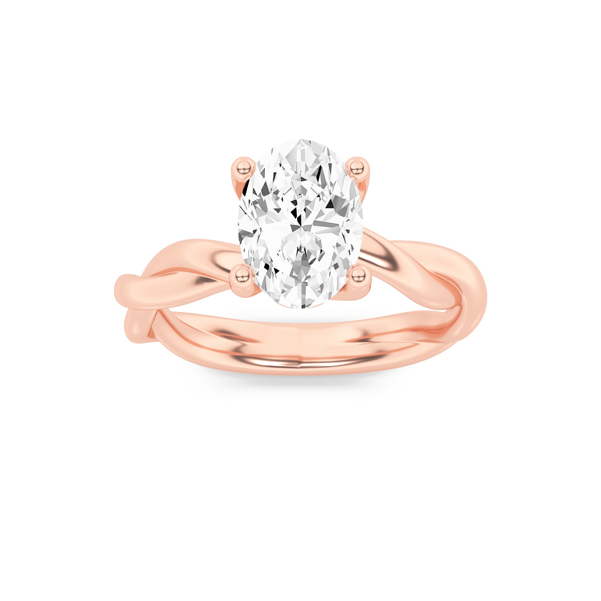 1.5CTW Oval Shaped Lab Grown Diamond (F/VS) Twisted Shank Solitaire Engagement Ring in 14K Gold