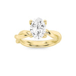 2CTW Oval Shaped Lab Grown Diamond (F/VS) Twisted Shank Solitaire Engagement Ring in 14K Gold