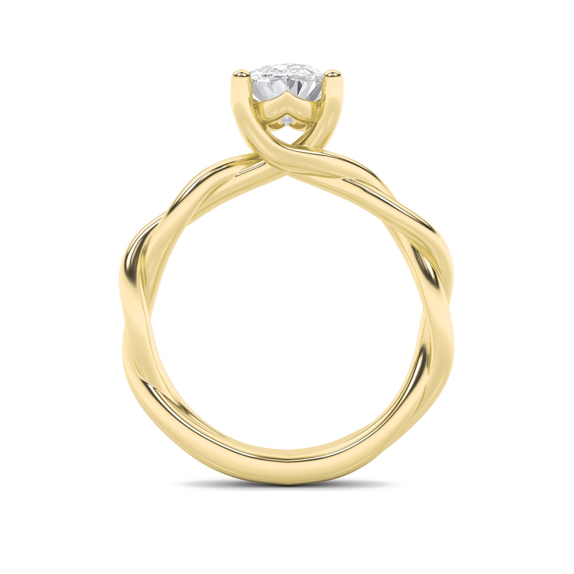 2CTW Oval Shaped Lab Grown Diamond (F/VS) Twisted Shank Solitaire Engagement Ring in 14K Gold
