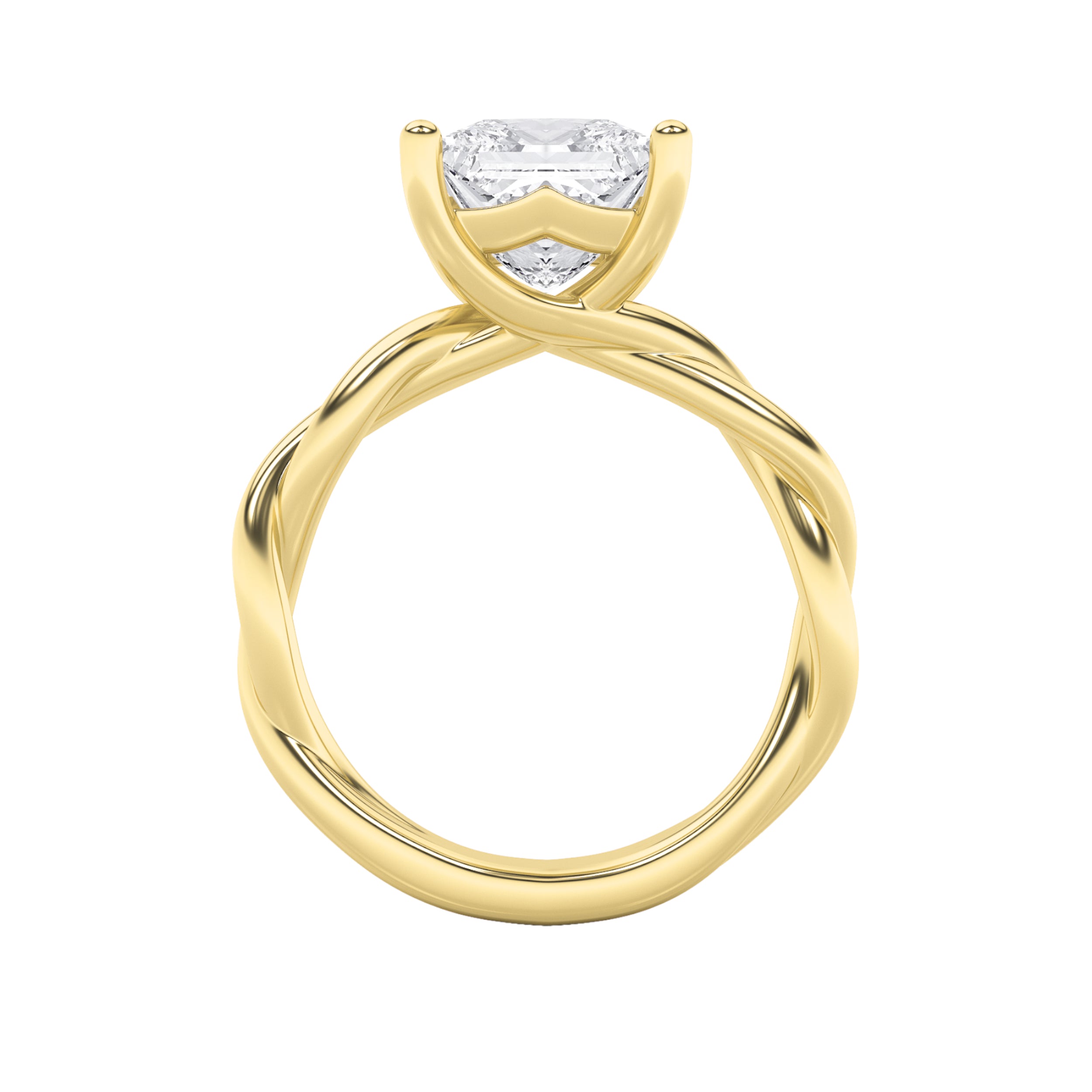 1CTW Princess Shaped Lab Grown Diamond (F/VS) Twisted Shank Solitaire Engagement Ring in 14K Gold