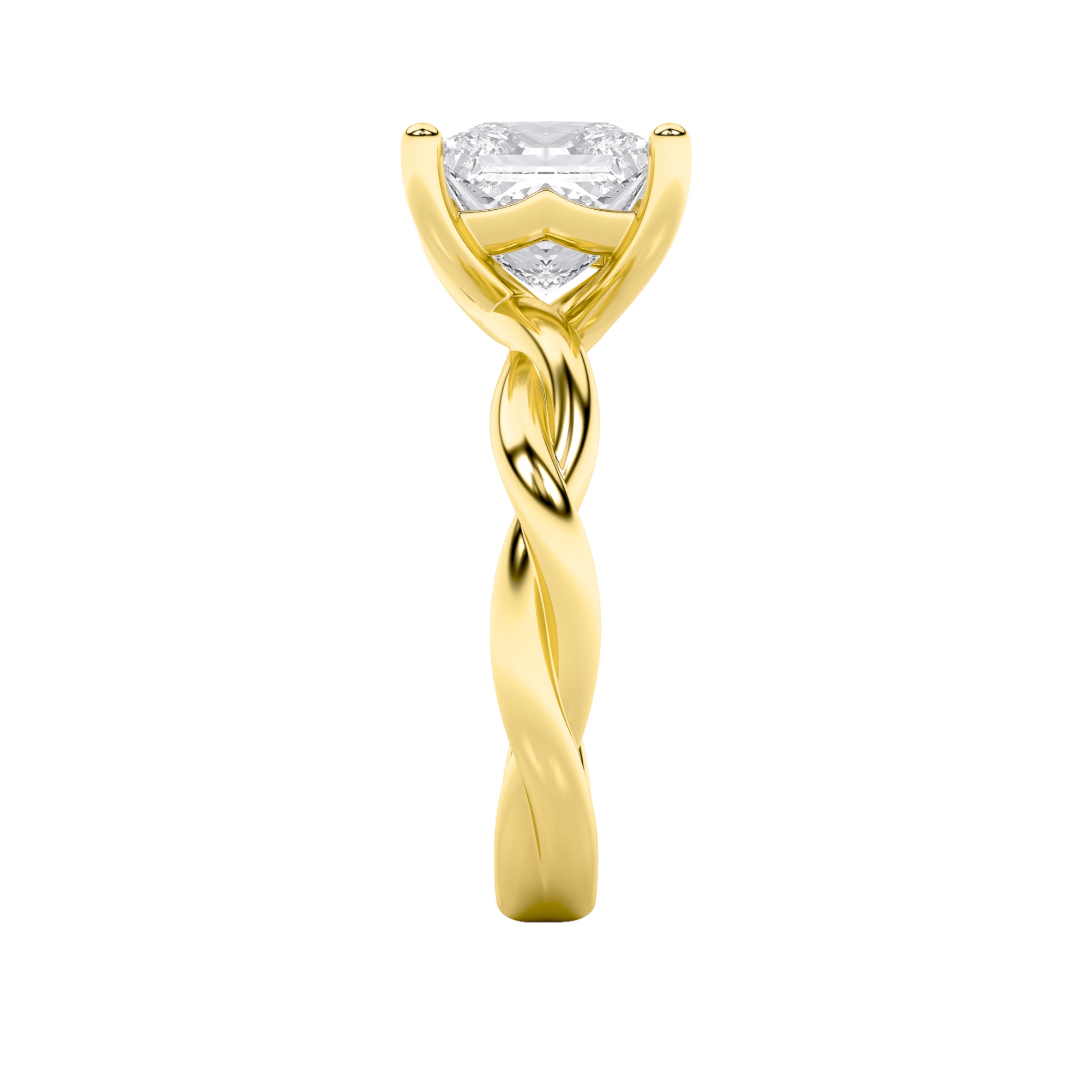 1CTW Princess Shaped Lab Grown Diamond (F/VS) Twisted Shank Solitaire Engagement Ring in 14K Gold