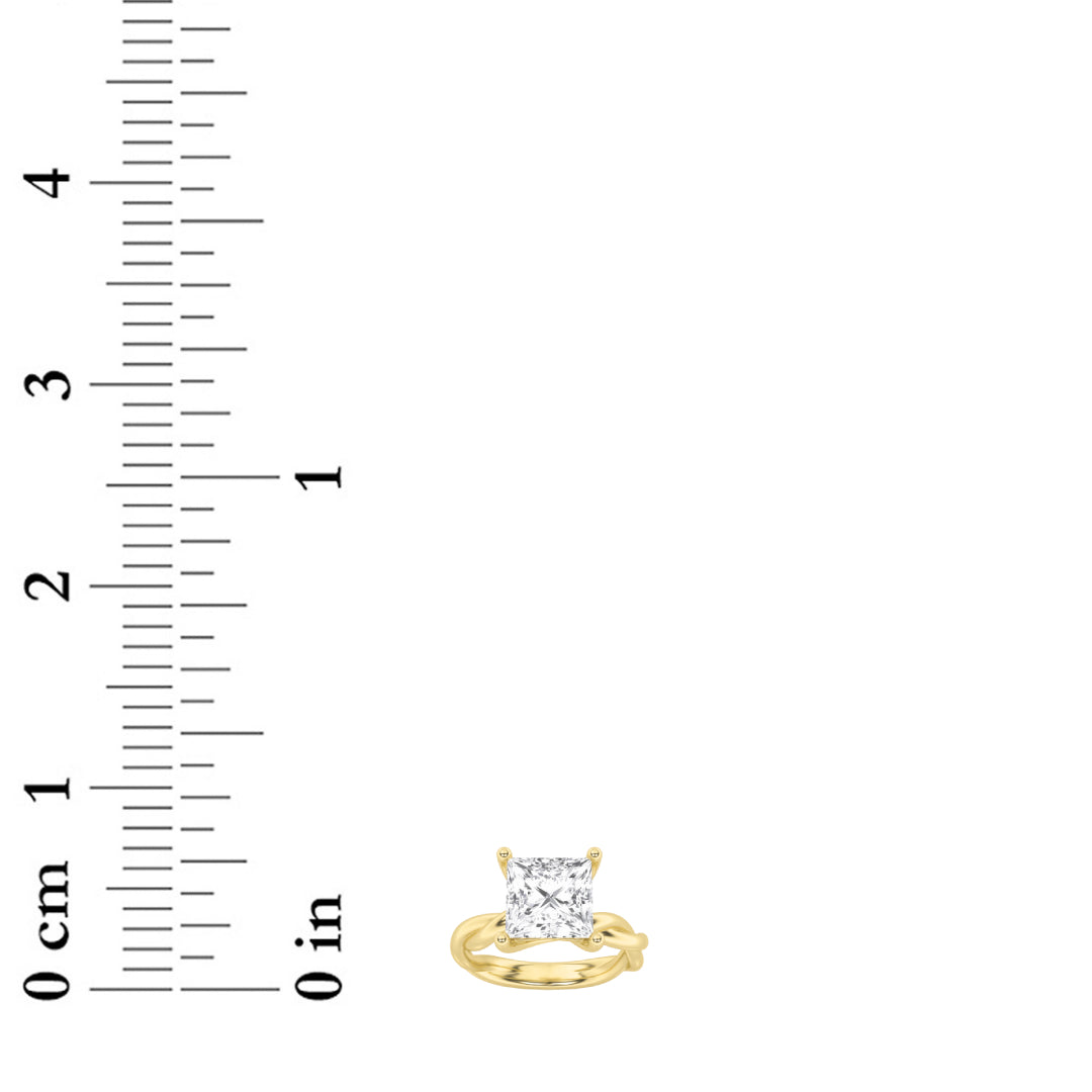 1CTW Princess Shaped Lab Grown Diamond (F/VS) Twisted Shank Solitaire Engagement Ring in 14K Gold