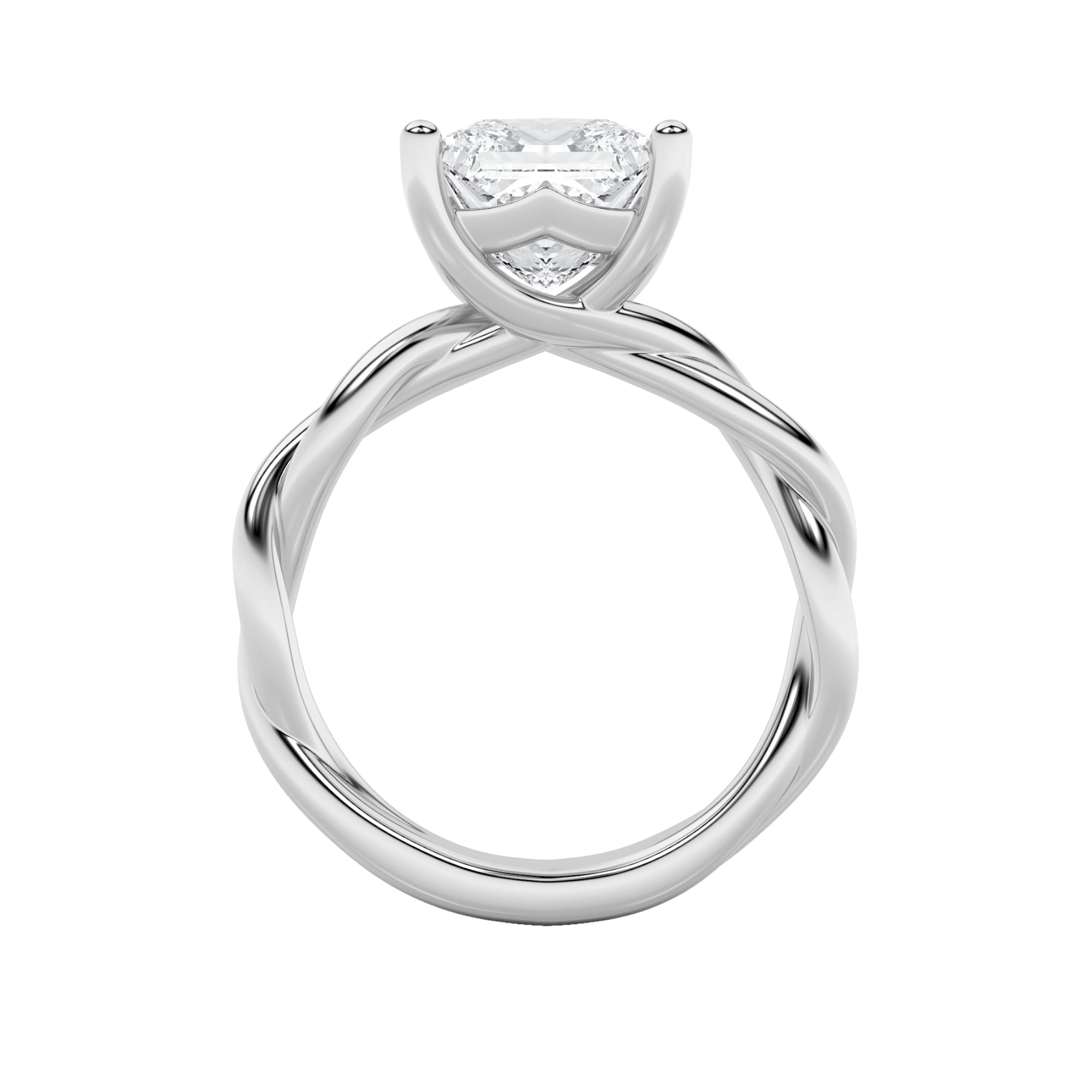 2CTW Princess Shaped Lab Grown Diamond (F/VS) Twisted Shank Solitaire Engagement Ring in 14K Gold