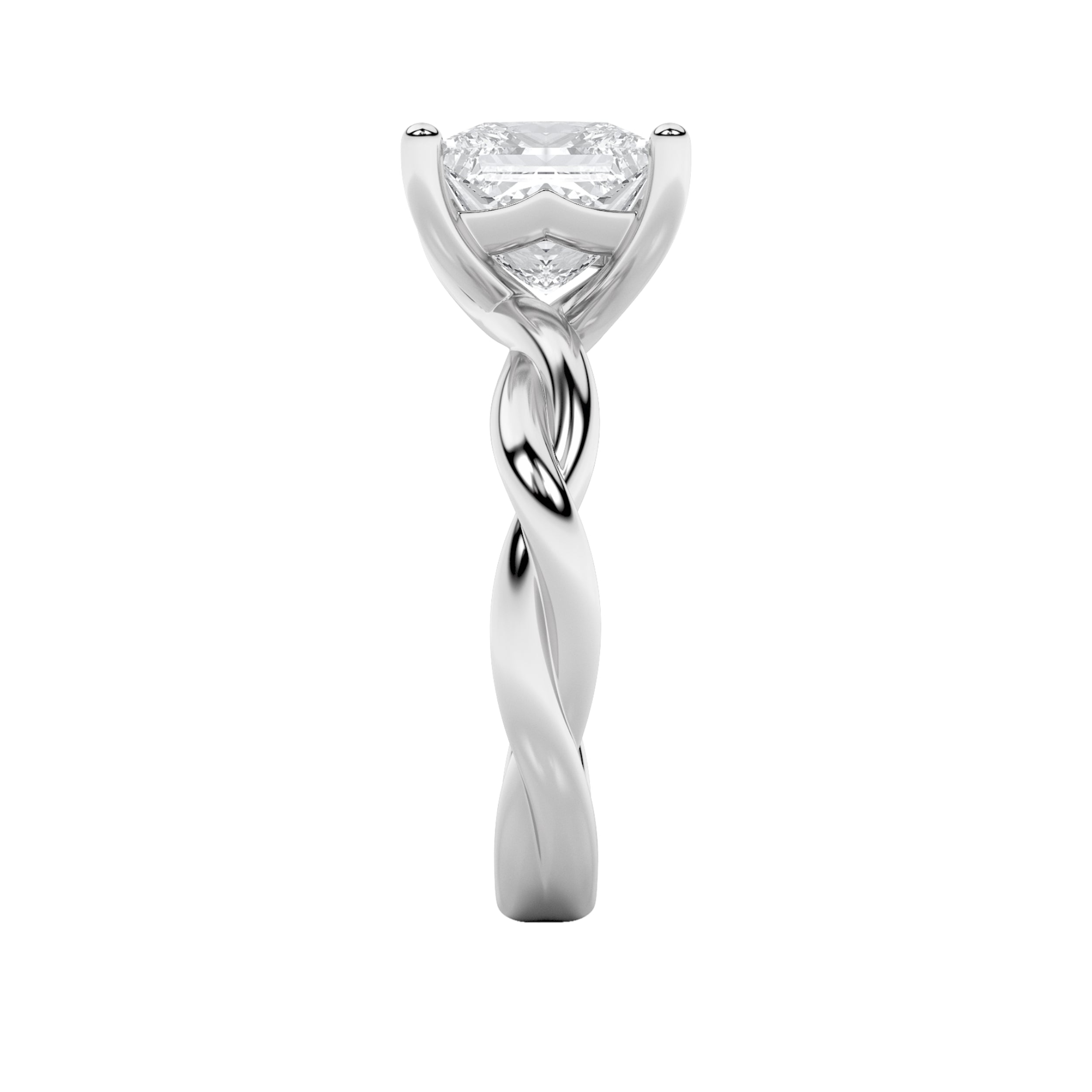 2CTW Princess Shaped Lab Grown Diamond (F/VS) Twisted Shank Solitaire Engagement Ring in 14K Gold