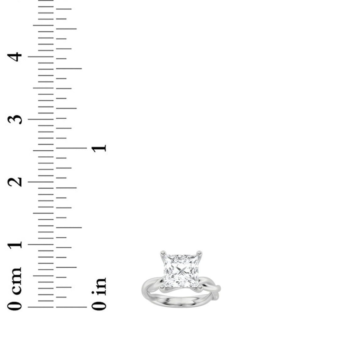 2CTW Princess Shaped Lab Grown Diamond (F/VS) Twisted Shank Solitaire Engagement Ring in 14K Gold