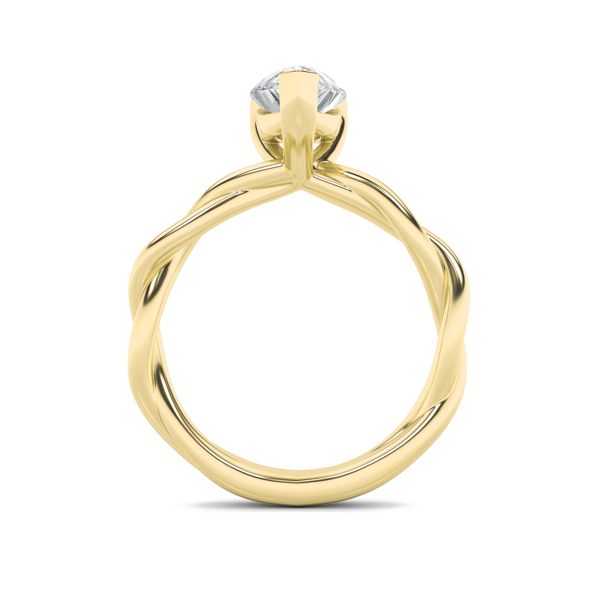 1CTW Pear Shaped Lab Grown Diamond (F/VS) Twisted Shank Solitaire Engagement Ring in 14K Gold