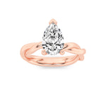 1.5CTW Pear Shaped Lab Grown Diamond (F/VS) Twisted Shank Solitaire Engagement Ring in 14K Gold
