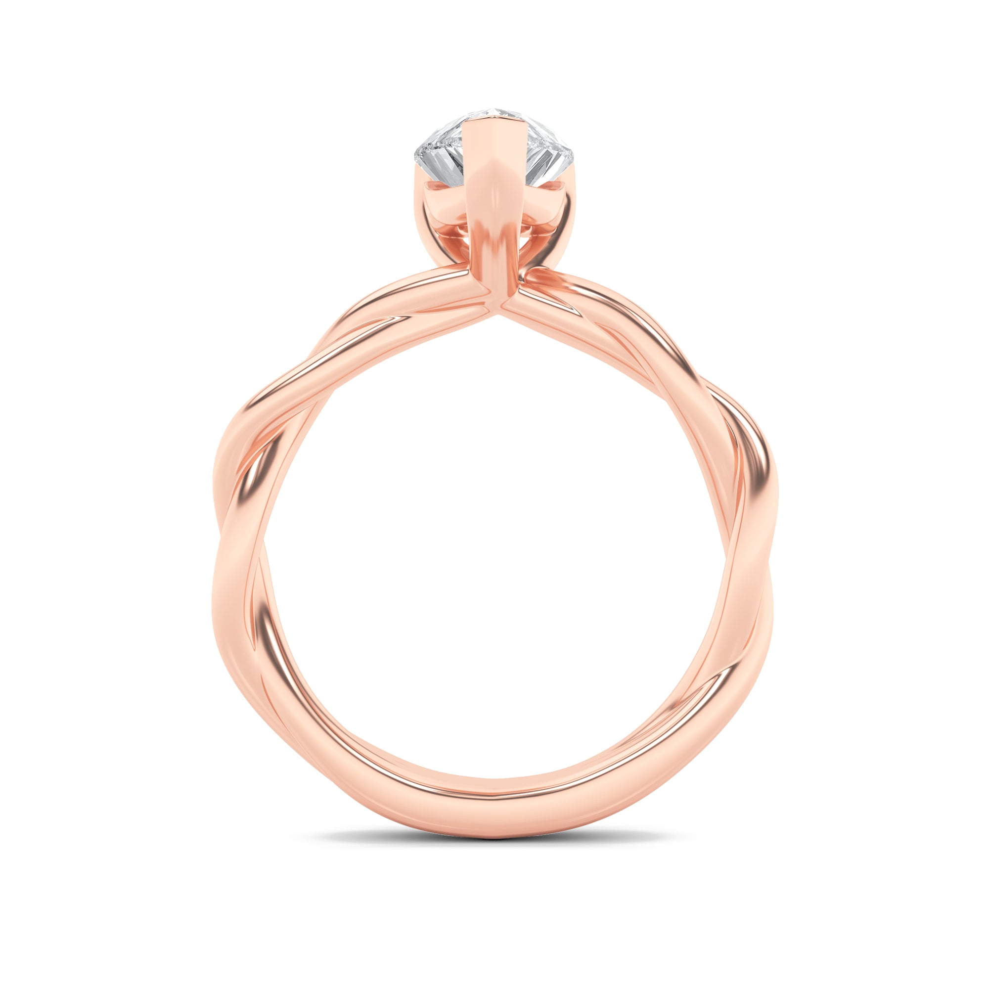 1.5CTW Pear Shaped Lab Grown Diamond (F/VS) Twisted Shank Solitaire Engagement Ring in 14K Gold