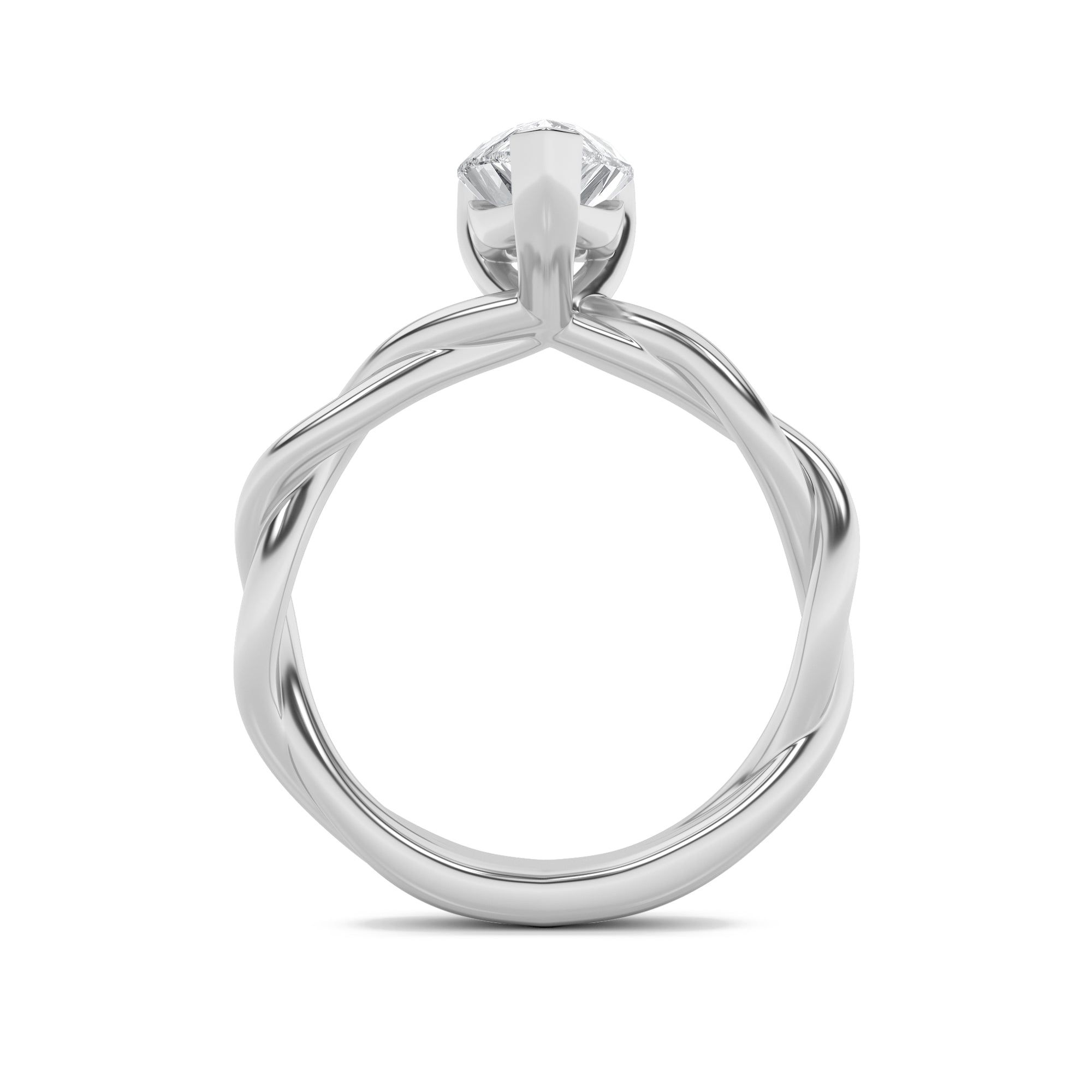 2CTW Pear Shaped Lab Grown Diamond (F/VS) Twisted Shank Solitaire Engagement Ring in 14K Gold
