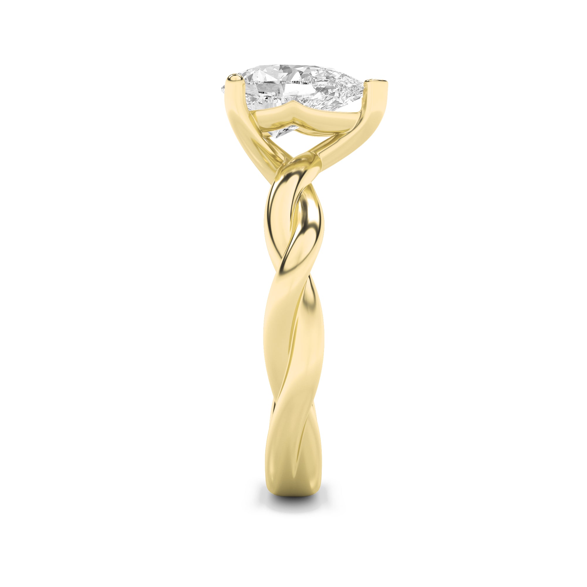 2CTW Pear Shaped Lab Grown Diamond (F/VS) Twisted Shank Solitaire Engagement Ring in 14K Gold
