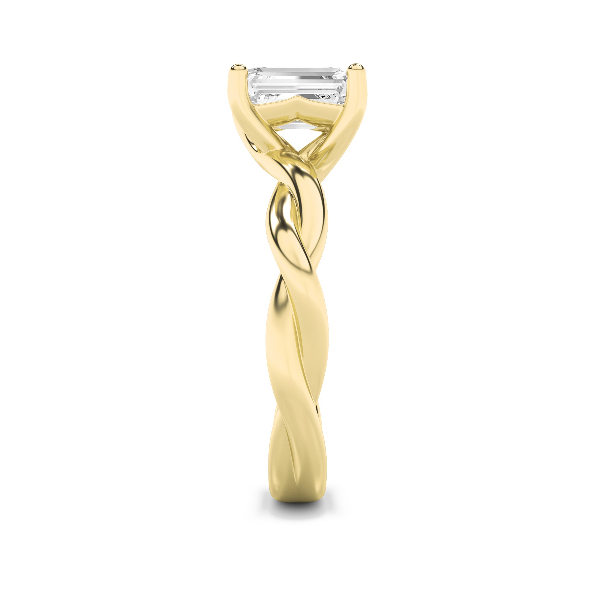 1CTW Radiant Shaped Lab Grown Diamond (F/VS) Twisted Shank Solitaire Engagement Ring in 14K Gold