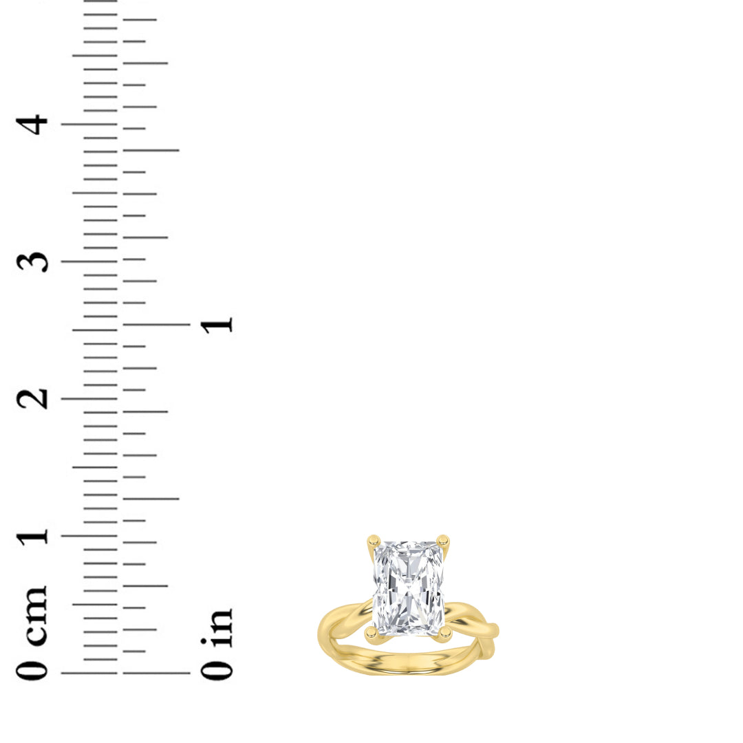 2CTW Radiant Shaped Lab Grown Diamond (F/VS) Twisted Shank Solitaire Engagement Ring in 14K Gold