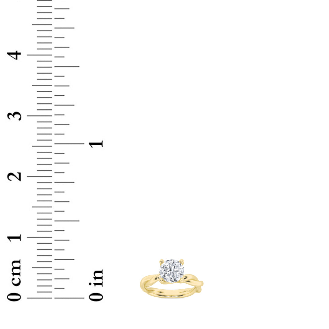 1CTW Round Shaped Lab Grown Diamond (F/VS) Twisted Shank Solitaire Engagement Ring in 14K Gold