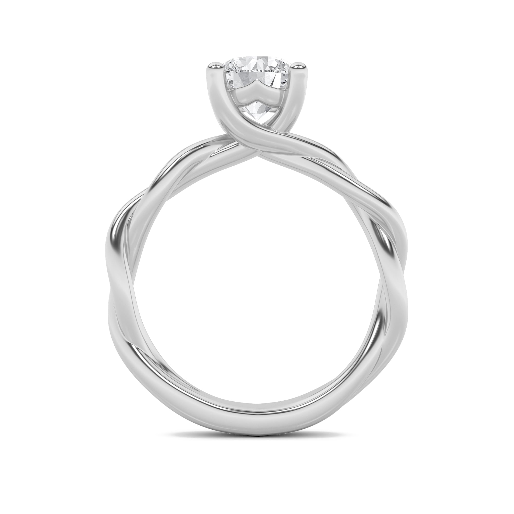 1.5CTW Round Shaped Lab Grown Diamond (G/VS) Twisted Shank Solitaire Engagement Ring in 14K Gold