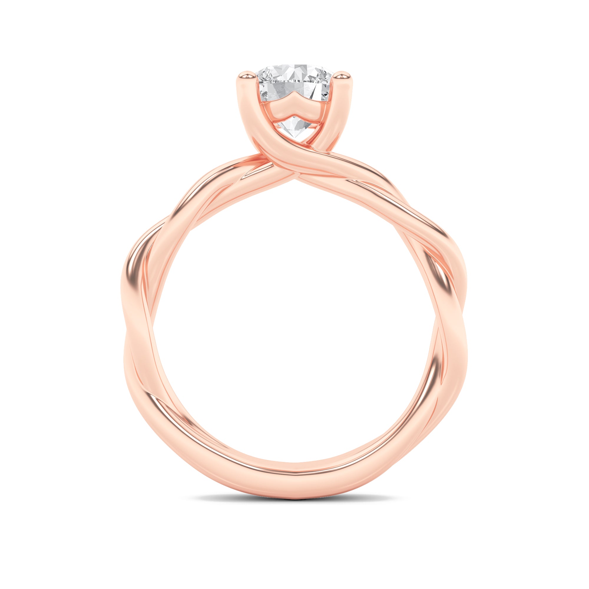 1.5CTW Round Shaped Lab Grown Diamond (F/VS) Twisted Shank Solitaire Engagement Ring in 14K Gold