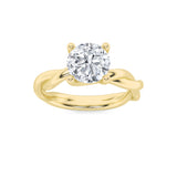 2CTW Round Shaped Lab Grown Diamond (F/VS) Twisted Shank Solitaire Engagement Ring in 14K Gold