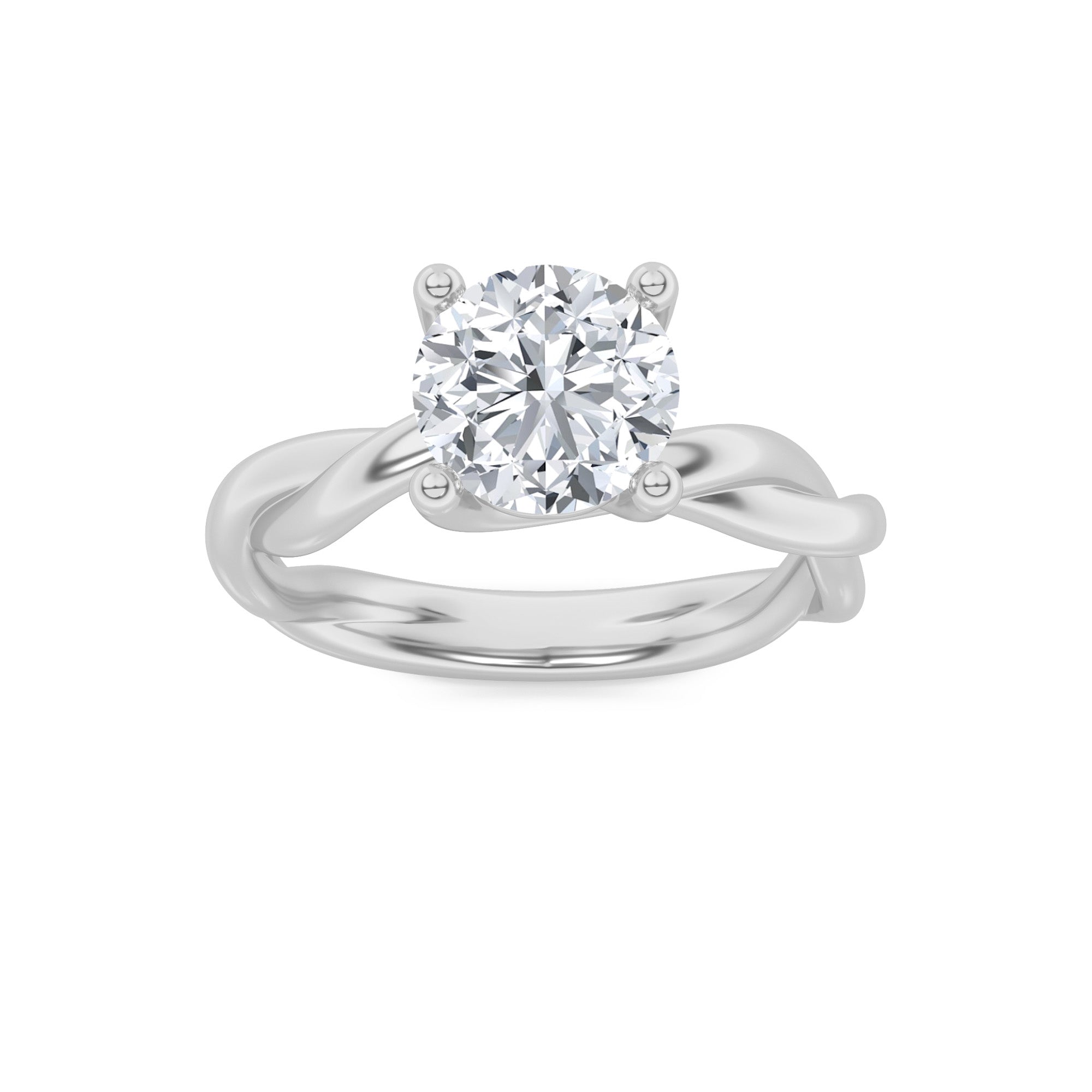 2.5CTW Round Shaped Lab Grown Diamond (F/VS) Twisted Shank Solitaire Engagement Ring in 14K Gold
