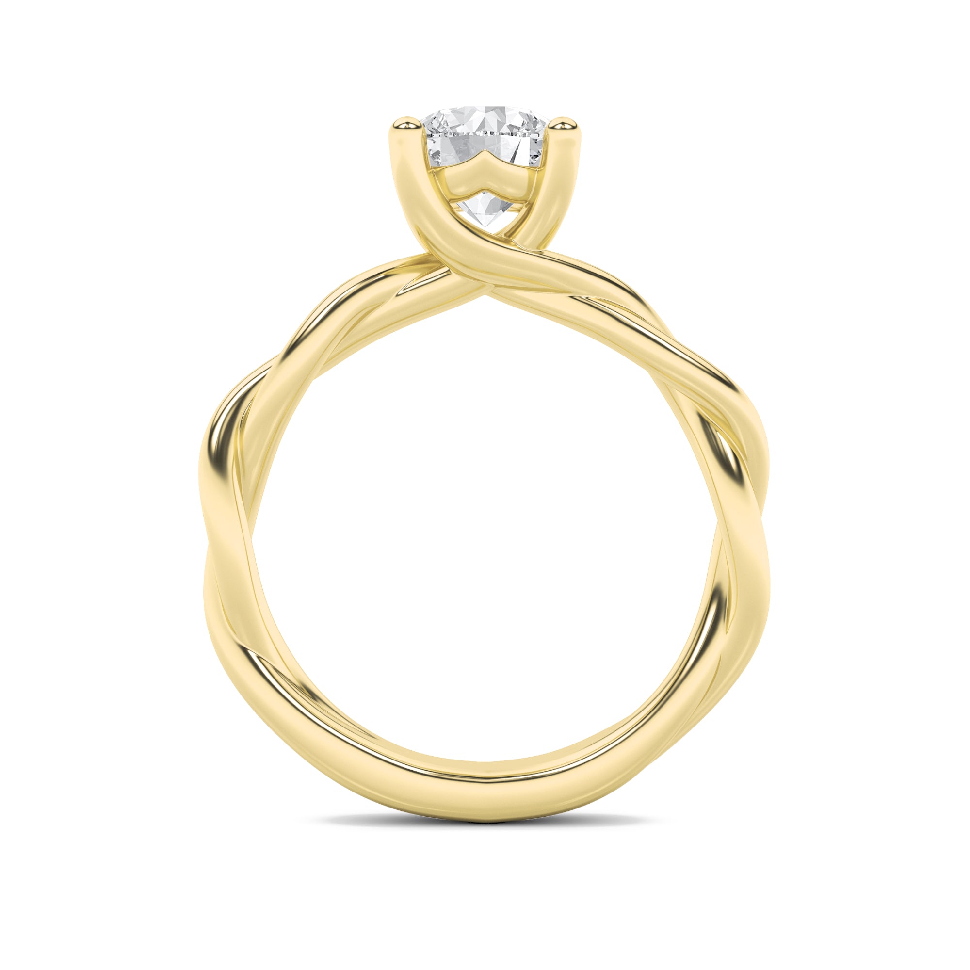2.5CTW Round Shaped Lab Grown Diamond (F/VS) Twisted Shank Solitaire Engagement Ring in 14K Gold