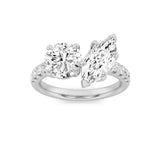 3CTW Round Shaped Lab Grown Diamond (F/VS) Toi et Moi Engagement Ring in 14K Gold