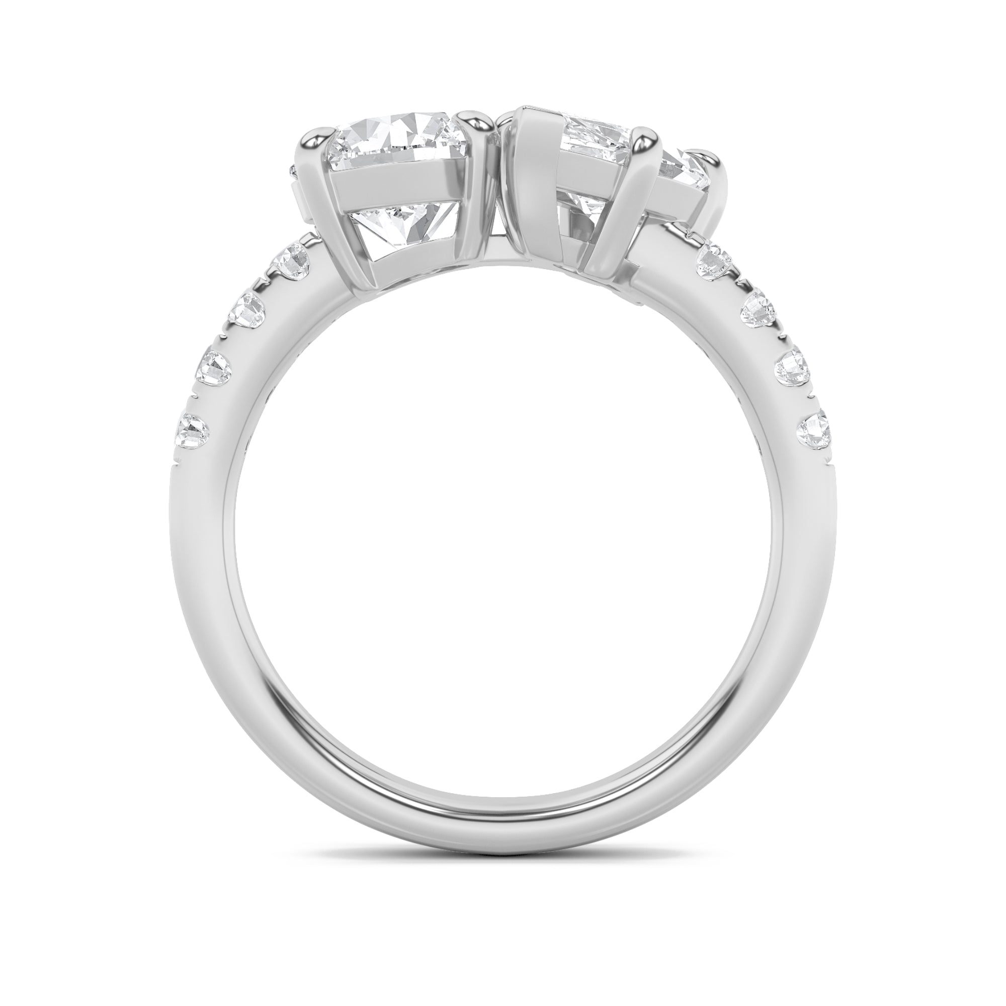 3CTW Round Shaped Lab Grown Diamond (F/VS) Toi et Moi Engagement Ring in 14K Gold