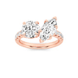 3CTW Round Shaped Lab Grown Diamond (F/VS) Toi et Moi Engagement Ring in 14K Gold