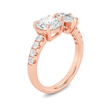 3CTW Round Shaped Lab Grown Diamond (F/VS) Toi et Moi Engagement Ring in 14K Gold