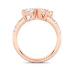 3CTW Round Shaped Lab Grown Diamond (F/VS) Toi et Moi Engagement Ring in 14K Gold