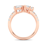 3CTW Round Shaped Lab Grown Diamond (F/VS) Toi et Moi Engagement Ring in 14K Gold