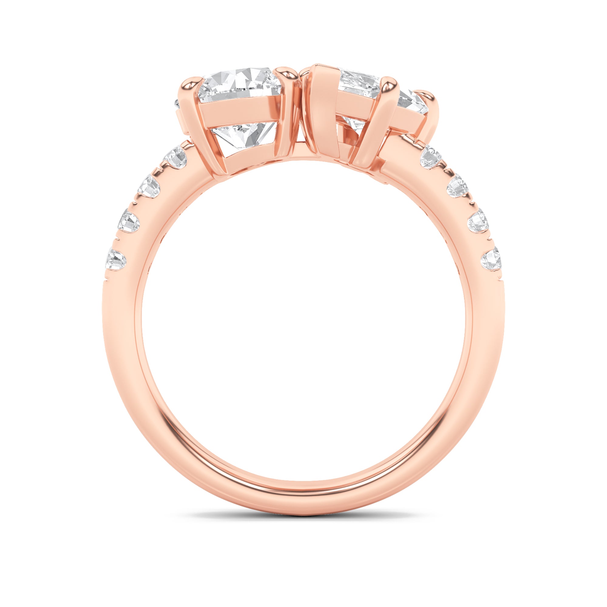 3CTW Round Shaped Lab Grown Diamond (F/VS) Toi et Moi Engagement Ring in 14K Gold