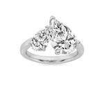 3CTW Pear Shaped Lab Grown Diamond (F/VS) Toi et Moi Engagement Ring in 14K Gold