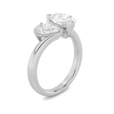 3CTW Pear Shaped Lab Grown Diamond (F/VS) Toi et Moi Engagement Ring in 14K Gold