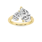 3CTW Pear Shaped Lab Grown Diamond (F/VS) Toi et Moi Engagement Ring in 14K Gold