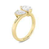3CTW Pear Shaped Lab Grown Diamond (F/VS) Toi et Moi Engagement Ring in 14K Gold