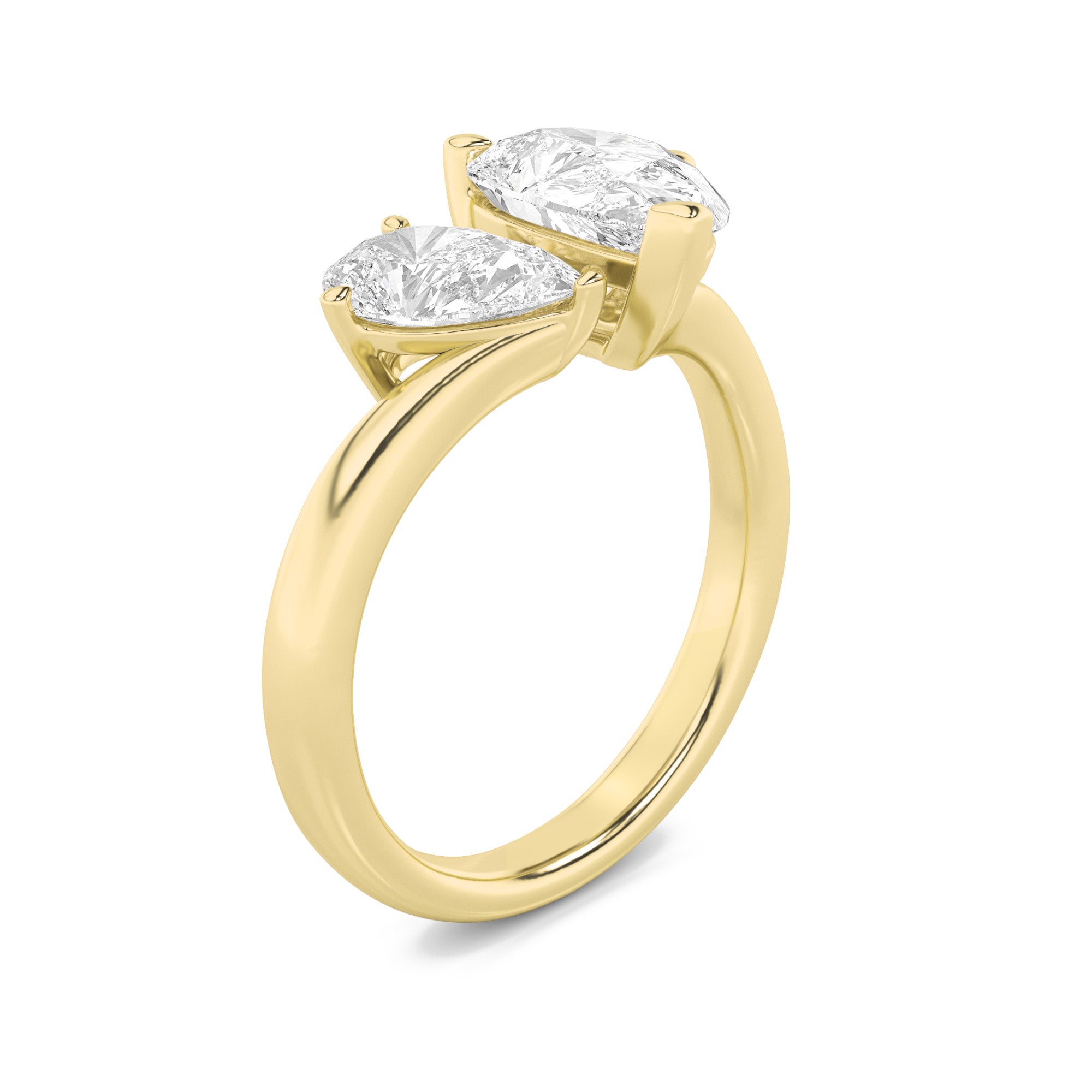 3CTW Pear Shaped Lab Grown Diamond (F/VS) Toi et Moi Engagement Ring in 14K Gold